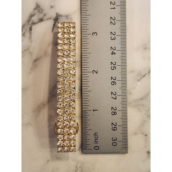 Vintage Gold Tone & Rhinestone Hair Clip Barrette - Picture 4 of 4